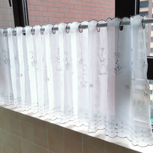 AnneyOneDecor ผ้าม่านสำหรับห้องครัว โปร่งใส ม่านแบบสั้น น่ารักตู้ผ้าม่านหน้าต่างหน้าต่างขนาดเล็กผ้าม่าน