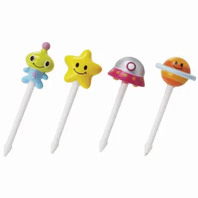 TORUNE P3205 Space Travel Food Pick | Fruit Fork Picks Bento Accessories Children Snack Cake Dessert Toothpick Lunch Box Decoration