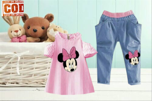bjONLINE - 1 STELAN KARAKTER MINNIE PINKY / BAJU DAN CELANA / UNTUK ANAK USIA 2 3 TAHUN / BAGUS / KEREN / GEMES / LUCU / KEKINIAN / BAGUS / COD / REALPICT