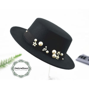 Nón phớt nam nữ đính đá sang trọng mũ gaucho dạ nỉ đầu bằng phong cách quý tộc