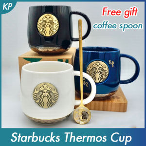 Free Gift Starbuck Spoon Starbuck Tumbler Coffee Cup Starbuck Mug 2021 Retro Bronze Medal Mermaid Ceramic Cup Fish scale patterned bottom