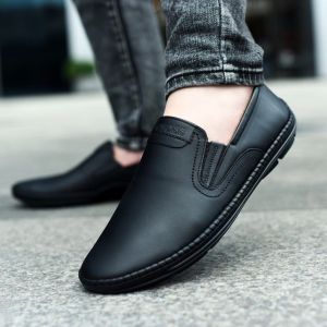Giày lười nam HQC SHOES da bò đế cao su khâu chỉ bảo hành 1 năm AQ017