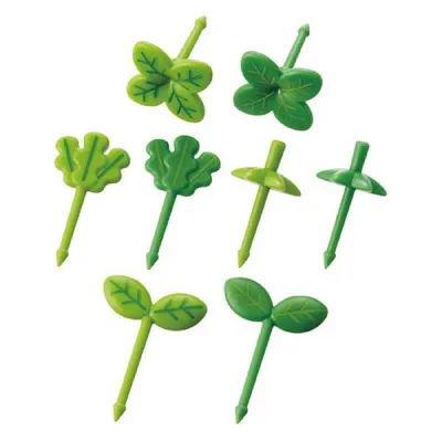 TORUNE P3328 Leaves 2 Food Pick | Leaf Garden Fruit Fork Food Picks Children Snack Cake Dessert Toothpick Bento Lunch Box Decoration