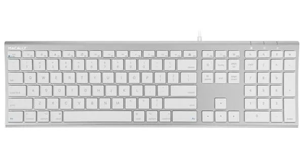 Macally Aluminum Ultra Slim USB-C Wired keyboard for Mac and PC (UCACEKEYA)