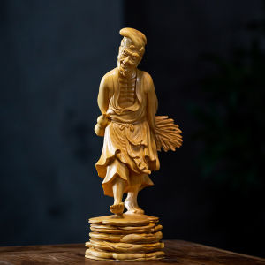 Crazy Monk Statue - Ji Gong Wooden Statue Handcrafted for Home Decor Symbolizing Wisdom Humor and Compassion Perfect for Adding a Unique Touch to Your Living Space Ideal for Feng Shui