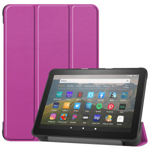 Tablet Case For Fire HD 8 Plus 2020 / HD8 2020 Flip PU Leather Case Stand Cover Solid color Shell