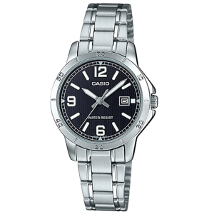 CASIO ORIGINAL - CASIO LTP-V004D-1B2 - Women - Silver Hitam - Stainless - Jam dunia JD18ST # Jam Tangan Wanita Cewek Anti Air Digital Analog + CASIO LTP V004D 1B LTP-V004D V 004 D LTPV004 LTP-V004 LTPV004D LTP-004 LTP-V004D-1B V004 s001 $ WR0 STS KC7