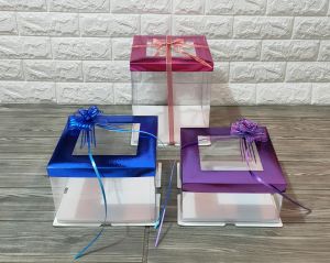 Kotak kue tart lubang mika lapis legit gift box seserahan sangjit uk 22 x 22 x25cm (isi 2pcs)