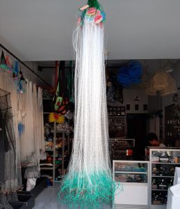jaring ikan siap pakai 3 lapis tinggi 1m panjang 10m pemberat lanting tanah bahan seperti genteng
