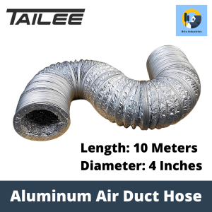 Tailee Aluminum Air Duct Hose Fully Flexible and Compressible 10 Meters Length High Quality Durable for Ventilation