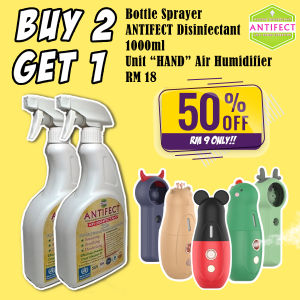 ANTIFECT Air Disinfectant BUY 2 Bottle Sprayer 1000ml Get 50% off "HAND" Atomizer
