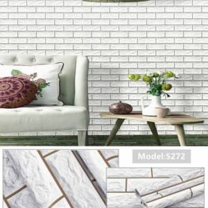 Wallpaper Sticker Dinding Tembok 3D Bata Putih Abu WPS723A Stiker Dapur Teras Ruang Tamu Kamar