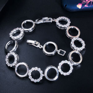 SEQUITO African Fashion Yellow Gold Plated Circle Charm Bracelet Bangles Pave Cubic Zirconia Trendy Women Party Jewelry B116