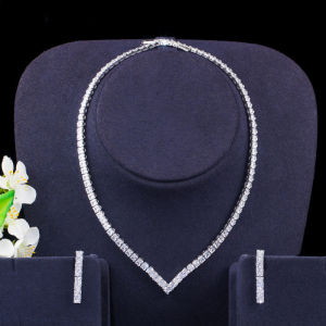 SEQUITO Luxury Yellow Gold Color Engagement Wedding Jewelry Set Paved AAA Cubic Zirconia Choker Necklace Earrings for Women SJ195