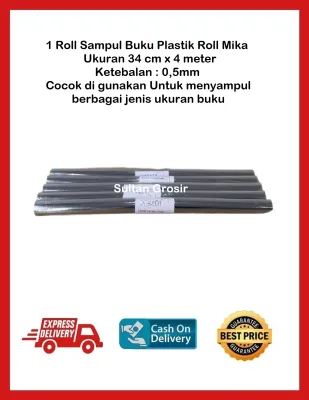 1 ROLL SAMPUL BUKU MIKA GULUNG /SAMPUL PLASTIK ROLL BENING 34CM X 4 METER