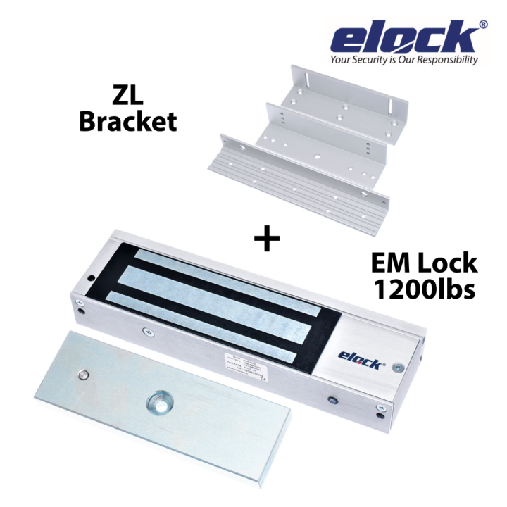 Elock 1200 lbs EM Lock + ZL Bracket Bundle | Electromagnetic Lock with ...