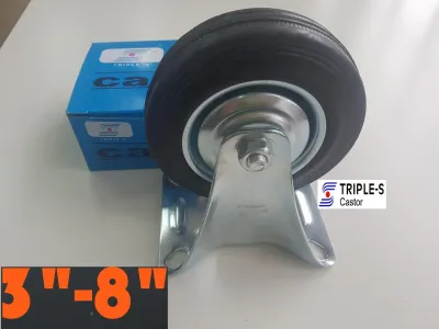 Triple-S 6 Inch / 160mm Industrial Rubber Wheel/ Brake / Swivel / Rigid Castor Wheels Trolley Caster Furniture Casters Roda SSS-6