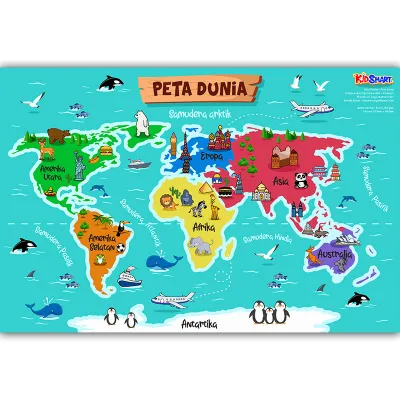 Poster Peta Dunia - Poster Belajar Edukatif