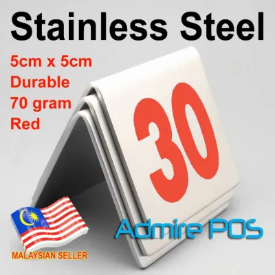 Stainless Steel Table Top Number V Stand Two Sides 5cm Red Order Token Queue (set of 10)