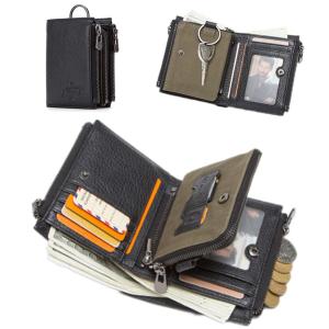 CONTACTS 100% Cow Leather Mens Wallet RFID Male Portmane Short Cuzdan Mens Card Holders Coin Purse Cartera Hombre Mans Walet