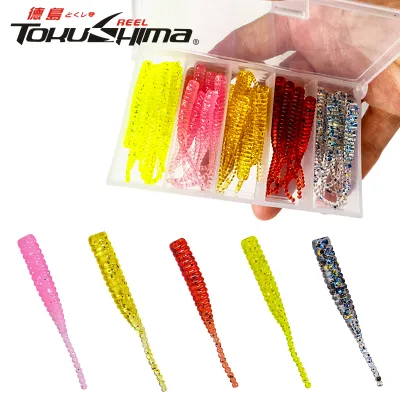 50pcs/Box UL Fishing Lure 3.8cm/0.36g Soft Worm Bait Lure Needle Shaped Tail Soft Lure For Trout Soft Plastic Lure