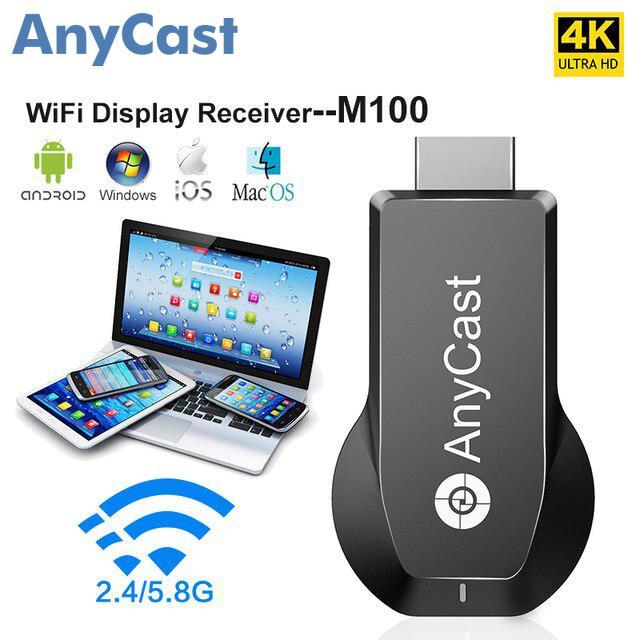 Original Anycast M100 4K Wireless WiFi Chrome Cast Miracast DLNA 