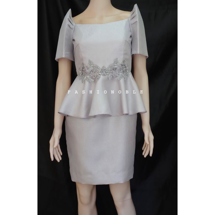 FILIPINIANA PEPLUM DRESS ABEL CLOTH / FN88-BEIGE & GRAY Knee Length Plus  Size Short Sleeve Business Wear Light Mocha & Gray Colors - Lazada | Lazada  PH