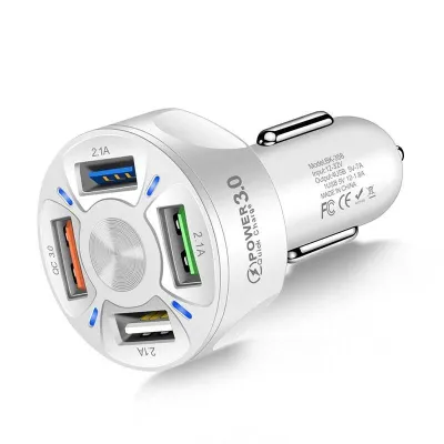 Tẩu Sạc Ô Tô Sạc Nhanh Quick Charge 18W 4 Cổng Sạc Đèn Led Sáng Đẹp Bảo Vệ An Toàn cục sạc nhanh điện thoại cốc sạc xe hơi xe máy