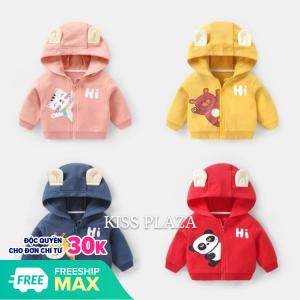 FREESHIP- [HOT ] ÁO KHOÁC HIHI TAI GẤU DỄ THƯƠNG  CHẤT COTTON NỈ DA CÁ  CHO BÉ TRAI VÀ GÁI 6-16KG  VIDEO THẬT  KISS PLAZA