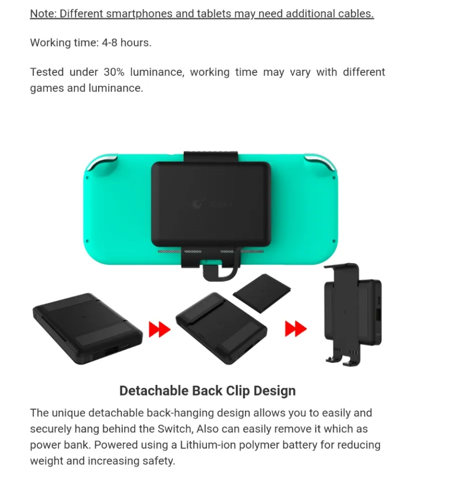 Switch Lite Battery Case Switch Battery Grip Iplay HBS-157 Cooling