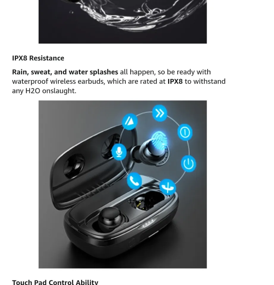 Tribit Flybuds 100H Playtime Bluetooth IPX8 Waterproof Touch