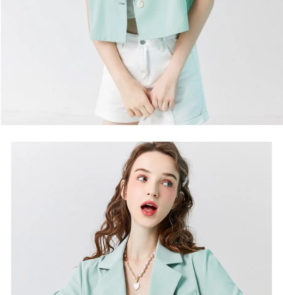 Áo khoác croptop nữ cá tính phong cách hàn quốc áo vest nữ dáng ngắn tay lỡ  chất liệu cao cấp dễ phối đồ | Lazada.vn