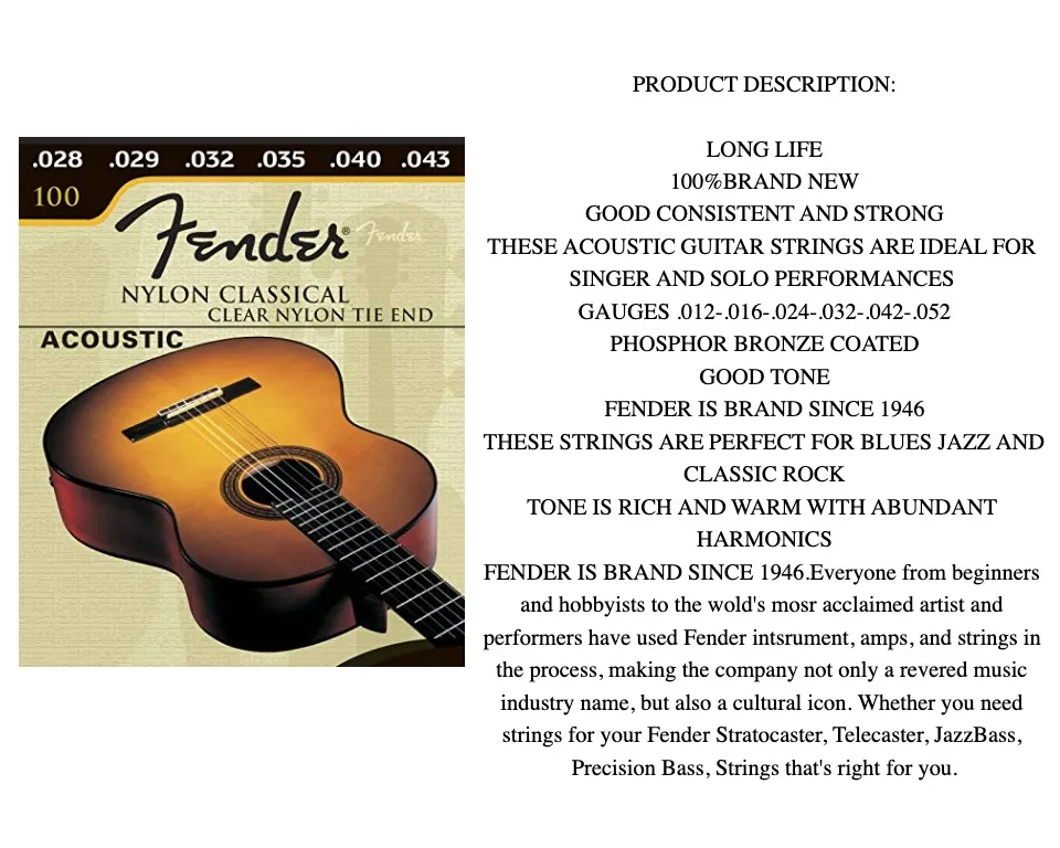 FENDER NYLON CLASSICAL STRING Lazada PH