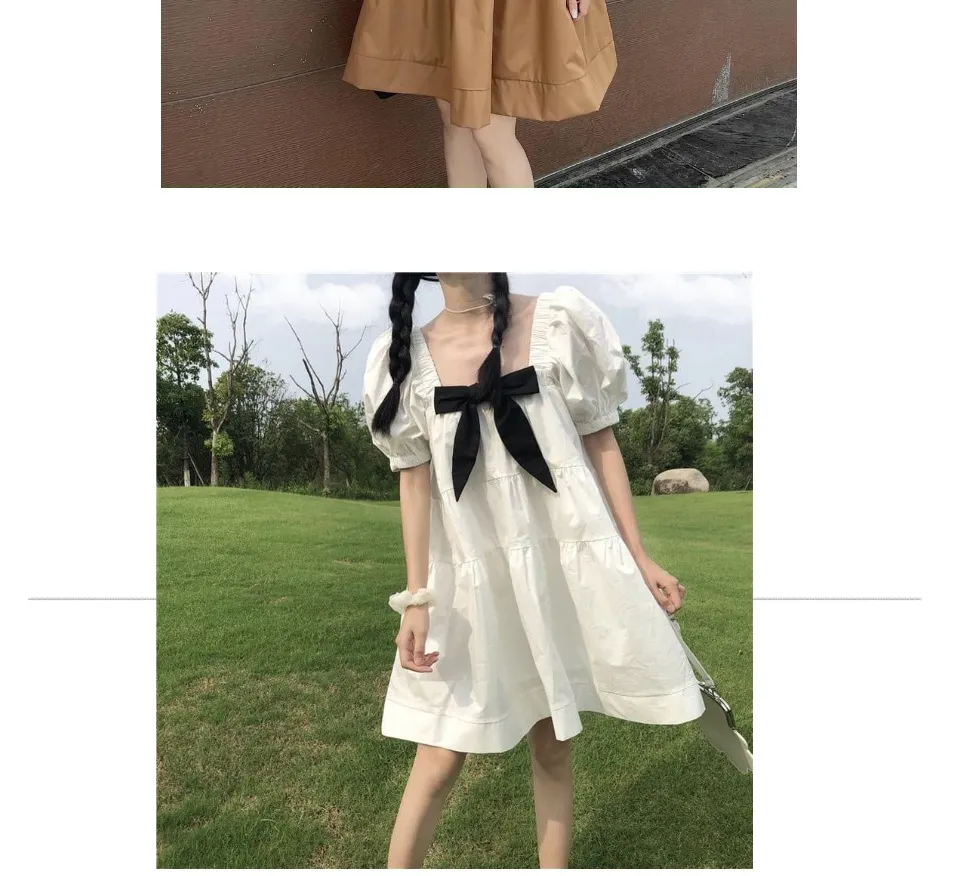 Váy babydoll tiểu thư xòe tay bồng ulzzang Hàn Quốc nhẹ nhàng - Tìm Voucher