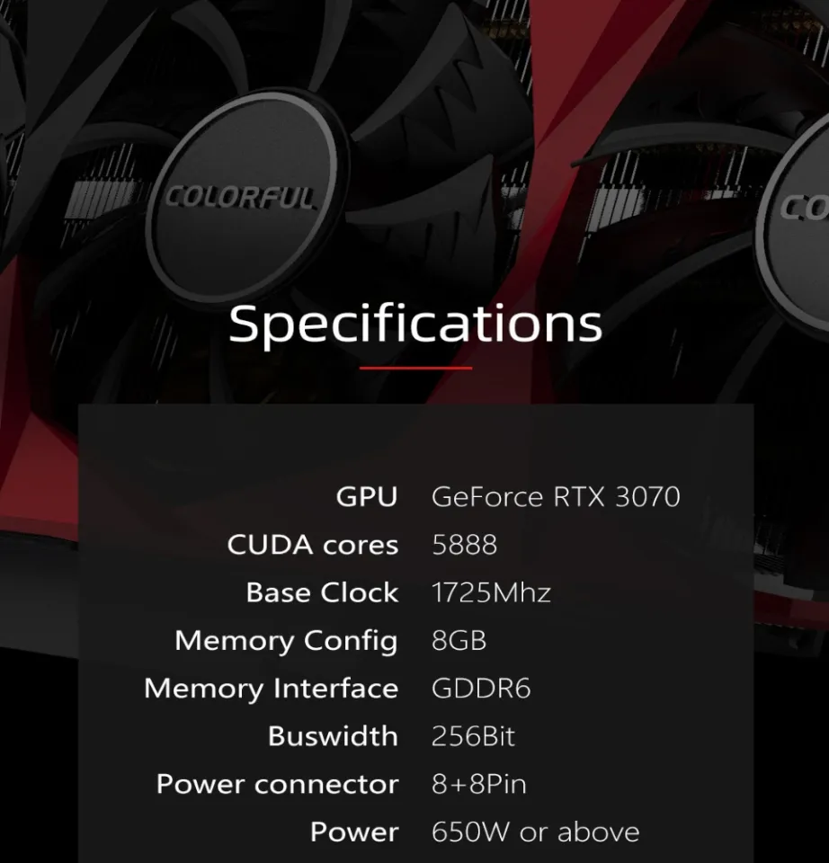 RTX 3070 Colorful iGame New Battle-Ax Gaming Graphics Card 8GB