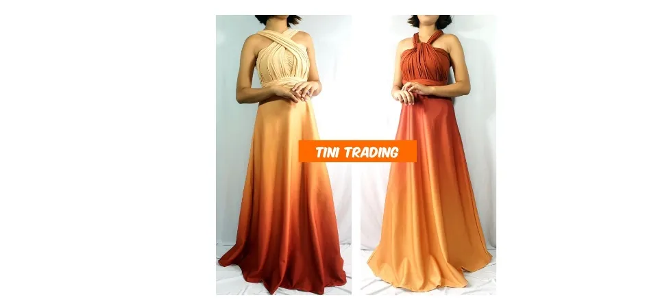 orange ombre bridesmaid dresses HELIANTHUS in Orange, an Ombr Infinity Wedding Dress  Larimeloom