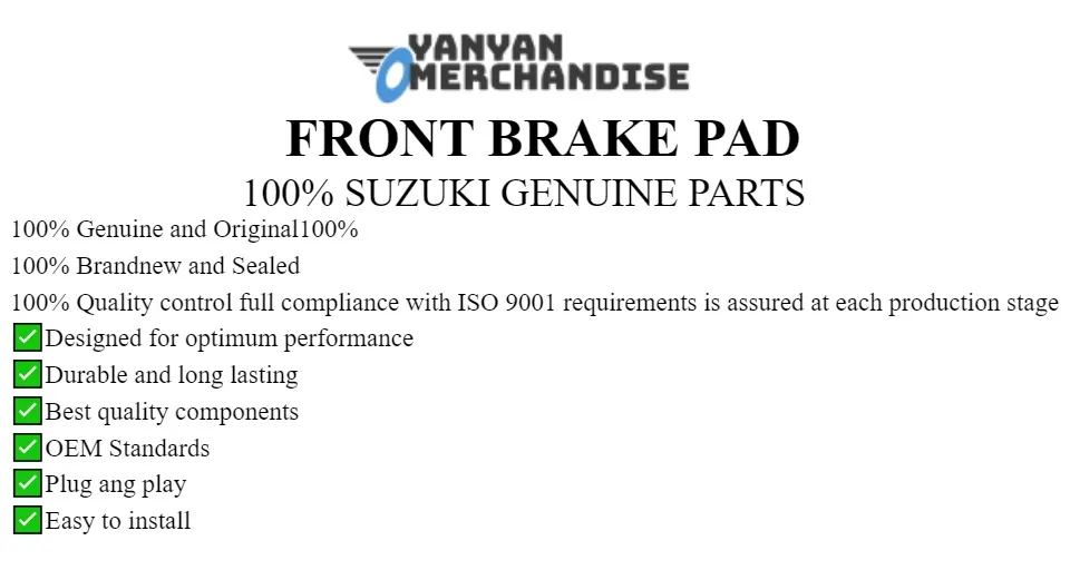 ORIGINAL SUZUKI FRONT BRAKE PAD FOR GIXXER 150 CARB / GIXXER 150 FI / GSX-S  150 / GSX-R 150 / RAIDER 150 FI (59101-34820-000) | Lazada PH