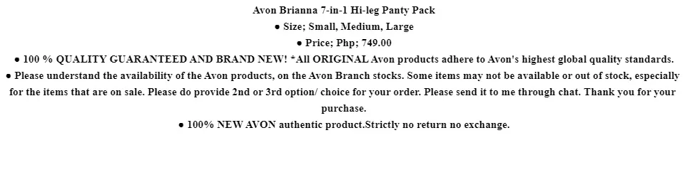 Avon Brianna 7-in-1 Hi-leg Panty Pack