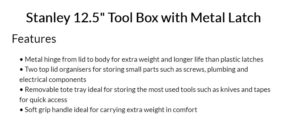 STANLEY Toolbox 12.5 Metal Latch Tool Box - 75-515