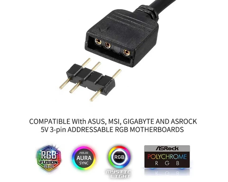 upHere to RGB Splitter Cable 5V 3Pin ARGB LED Strip Connector Extend  For Addressable Case Fan