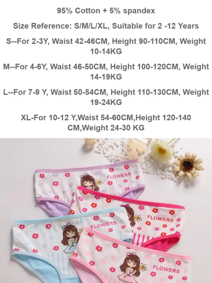 SMY 4 PCS/Lot Girls Briefs Soft Cotton Children Panties Lovely Cute Cartoon  Baby girls Underwear Breathable Girl Panties For 2-12Y