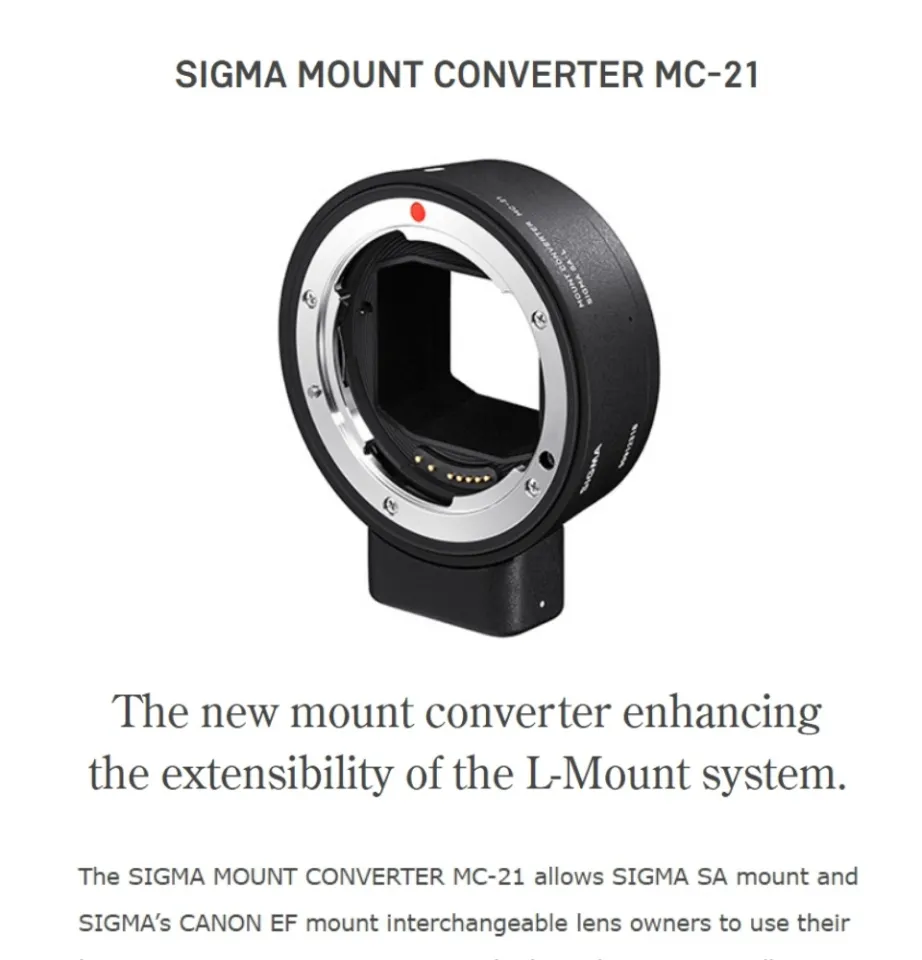 Sigma MC-21 Mount Converter (Sigma EF-Mount Lenses to L-Mount