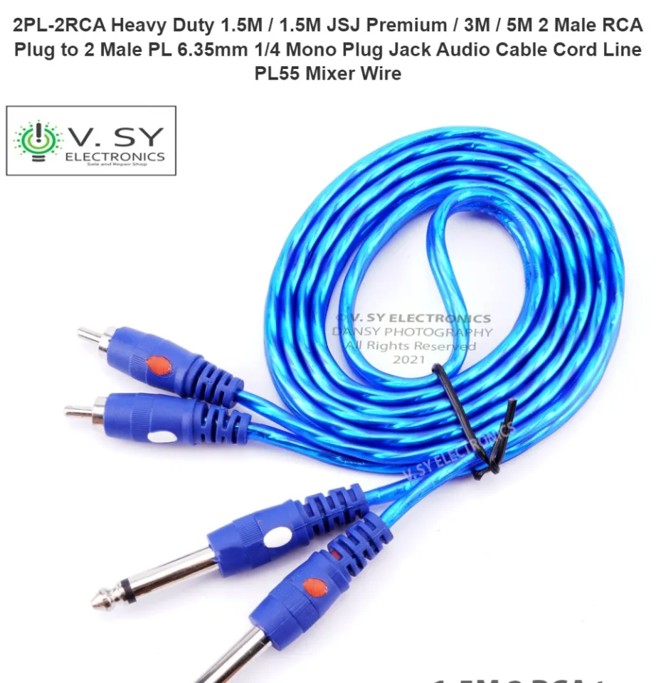 Câble Jack 6.35mm mâle stéréo 2 RCA mâles 3m