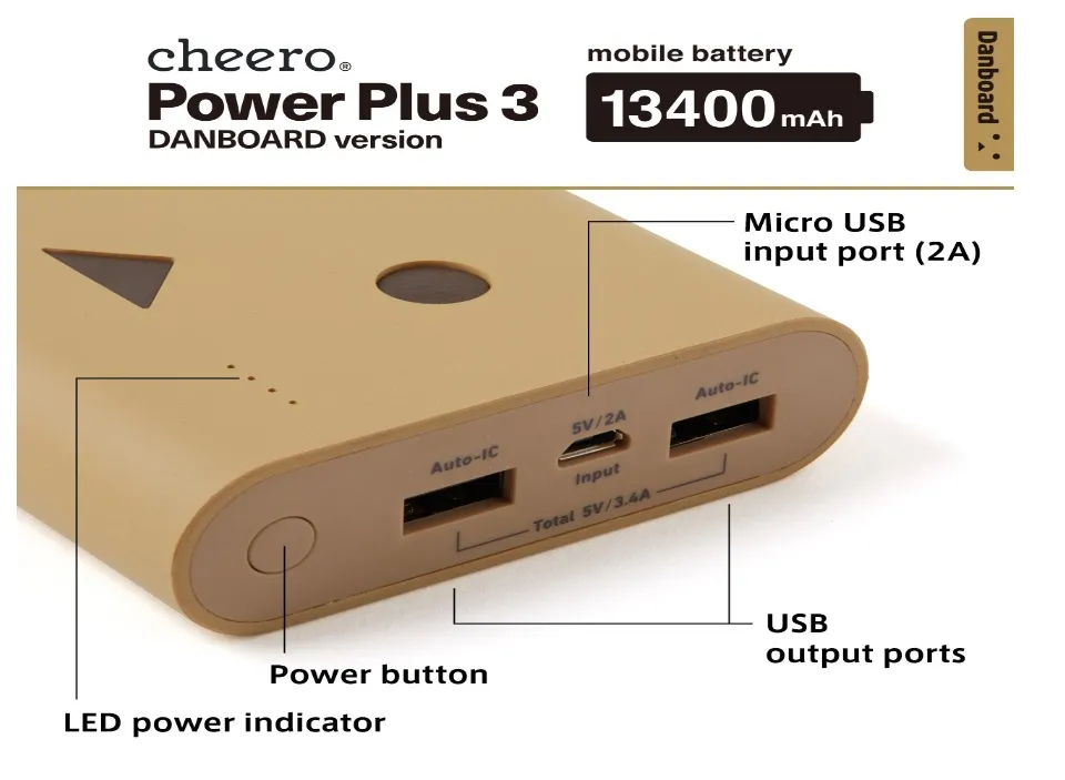 Cheero Power Plus 3 13400mAh Danboard version Powerbank Xiaomi