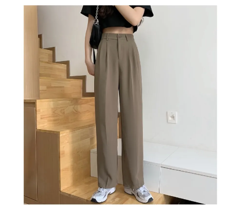 Korean Fashion Trouser Suit Pants High Waist Slimming Elastic