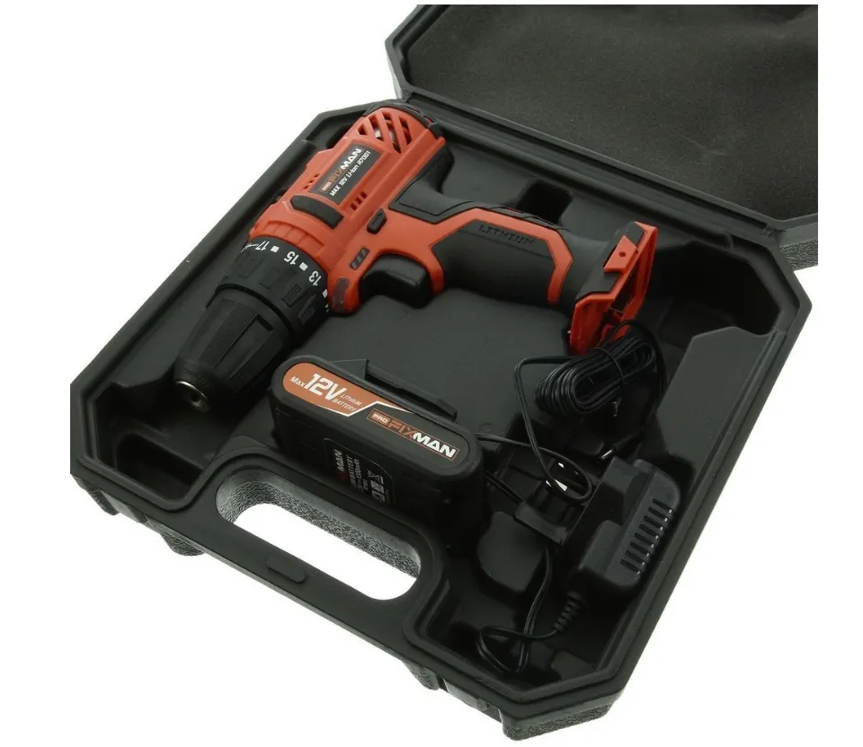 Ready Stock] PRO FIXMAN Power Drill Set R7001 12V 1300mAh Lithium