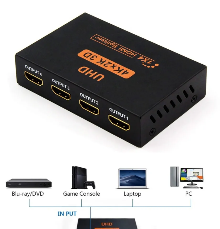 Allan 1X2/1x4 HDMI Splitter Hdmi Switch Repeater Amplifier 1080P HD 4K Hdmi  Spliter Hdmi Switcher For Dual Monitor Splitter