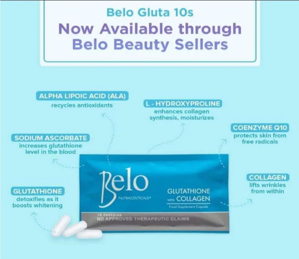 belo nutraceuticals glutathione + collagen dietary supplement 10 capsules Belo Nutraceuticals Glutathione + Collagen Capsules Belo Glutathione with Collagen  10 Capsules