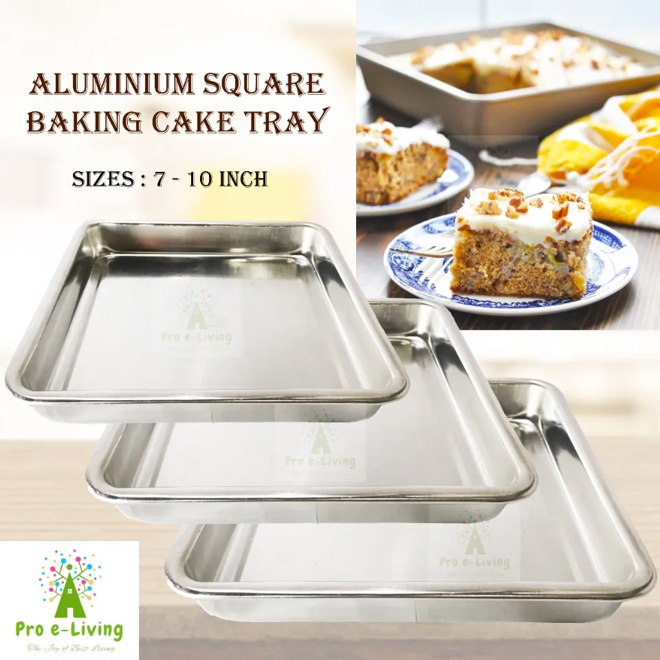 Aluminium Shallow Square Cake Tin Mould 10 Inch Baking Tray