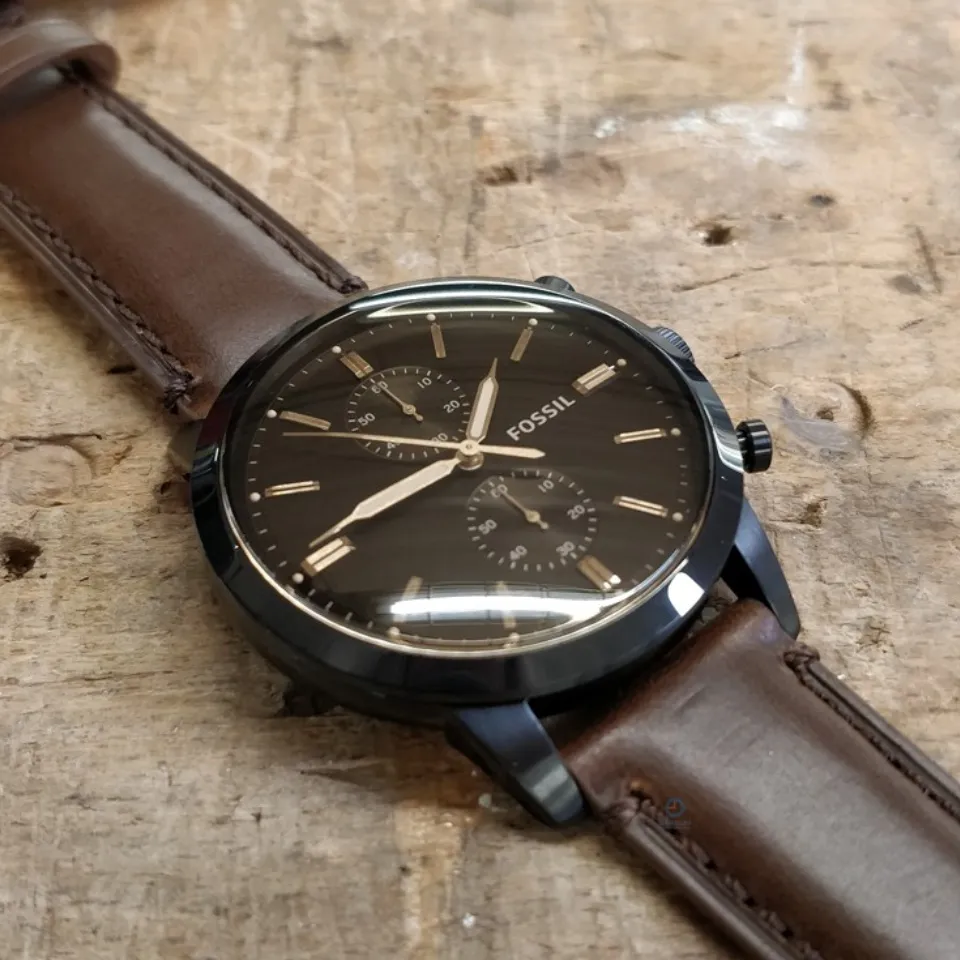 Authentic] Fossil Townsman 44mm Chronograph Brown Black Leather